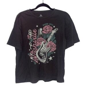 ✨Nashville Music City Guitar Graphic Print T-Shirt Top